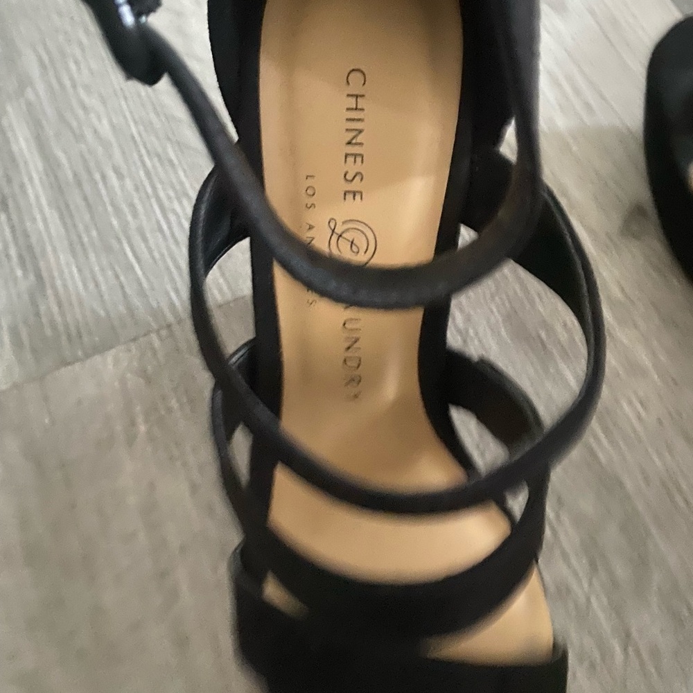 Black Strappy Wedge Sandals - Women - Picture 6 of 8